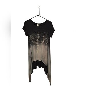 PPLA Celestial Asymmetrical Hem Oversized Comfy Coastal Shirt Boho Ladies Small